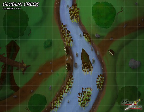 Battle map at a creek